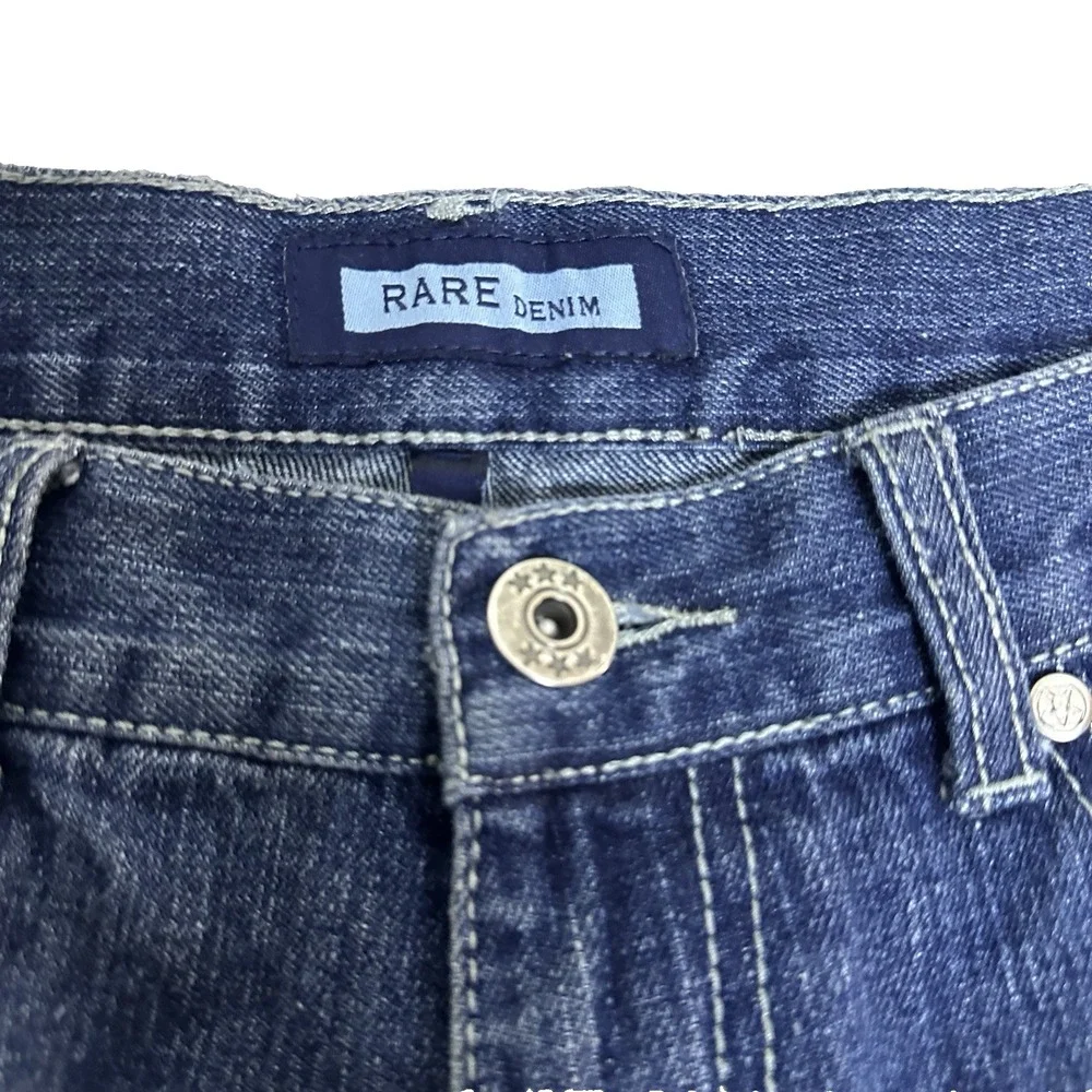 Mens‎ 36x26 Straight Leg Jeans Dark Wash Streetwear Embroidered Crest Cotton
